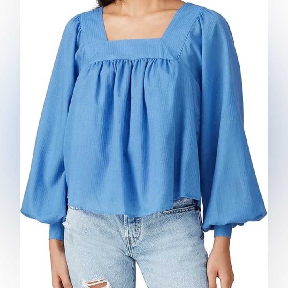 Sweet‎ Baby Jamie Blue Square Neck Lantern Sleeve Blouse 102008A01 XL
